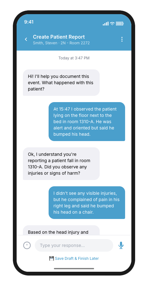 FLAER AI chat interface with intelligent harm detection